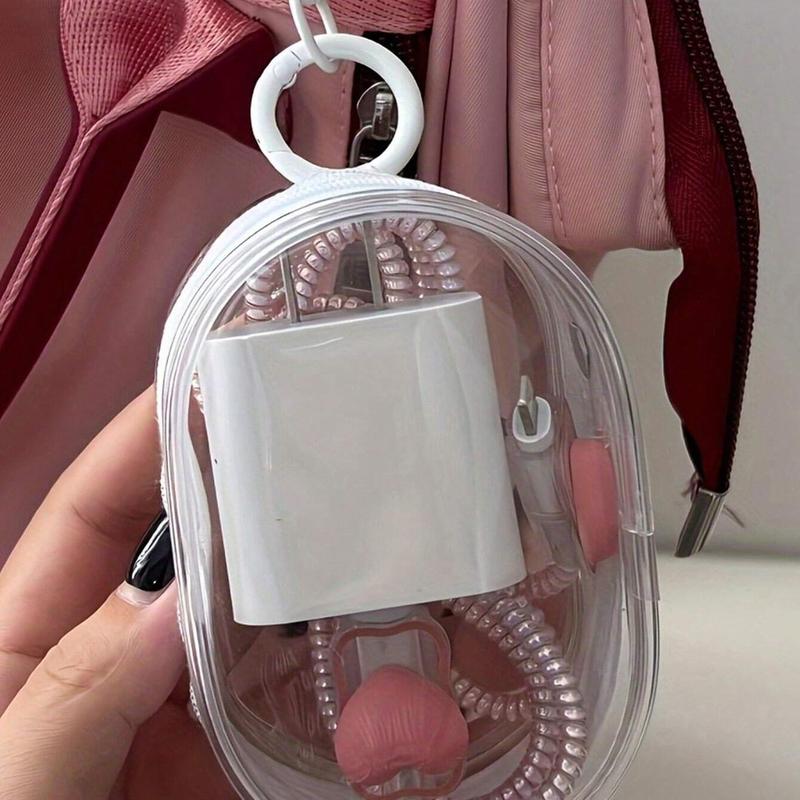 Transparent Mini Charger Data Cable Storage Bag, 2 Counts set Waterproof Portable Storage Bag, for Storing Cables, Chargers, Headphones, Jewelry