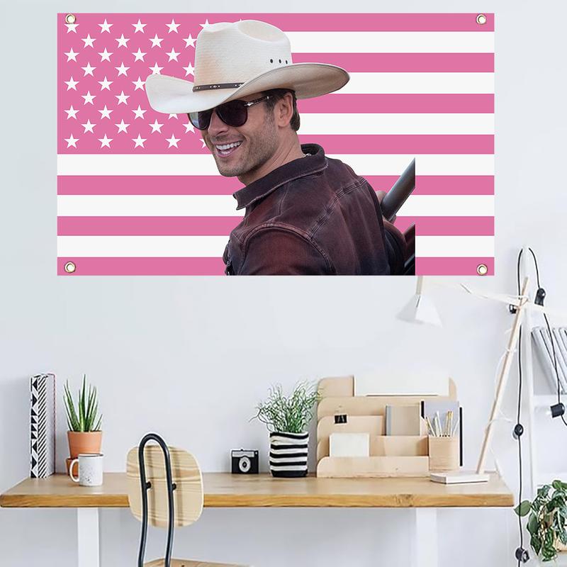 Glen Star Powell Flag American Singer Actor Flag Tapestry 3x5ft Pink Cave Wall Flag Room Aesthetic Wall Art Bedroom Tapestry Wall Bedroom Home Decor