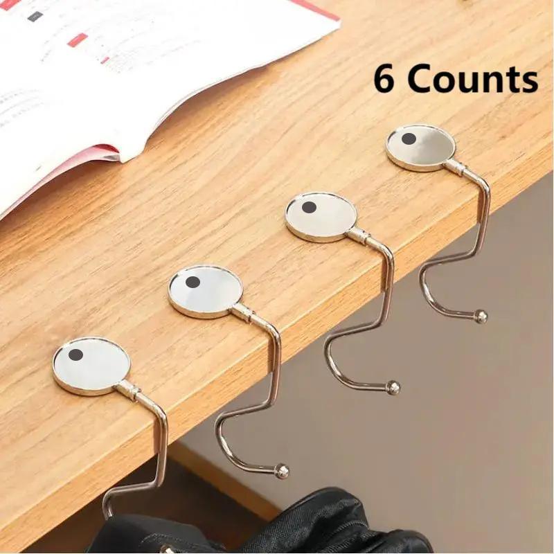 Foldable Portable Handbag Hook (6 Counts set), Desktop Hooks for Women, Perfect for Office Table and Travel, Keep Your Purse Organized and Secure