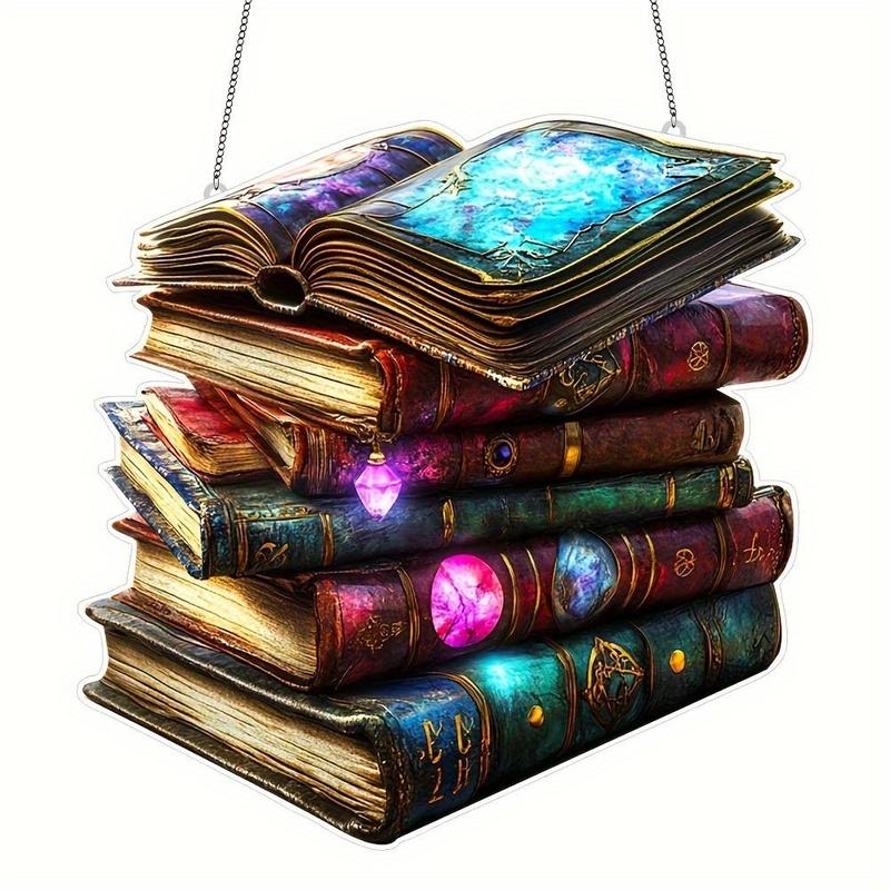 Mystical Book Design Hanging Decoration, 1 Count Acrylic Hanging Ornament, Decor for Home Living Room Bedroom Office