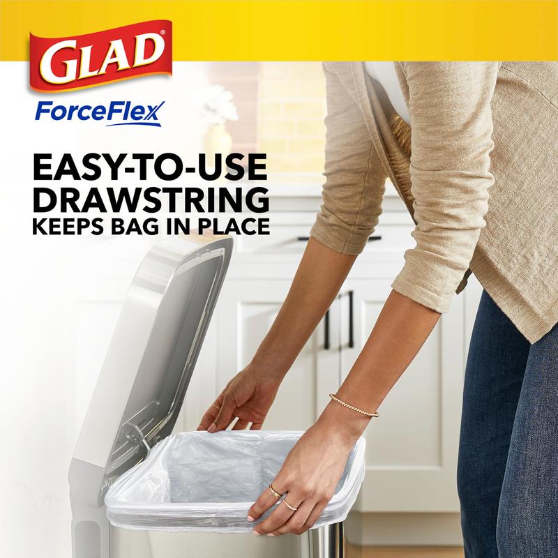 Glad ForceFlex Tall Kitchen Drawstring Trash Bags, 13 Gallon, Gain Lavender with Febreze Freshness, 40 Count