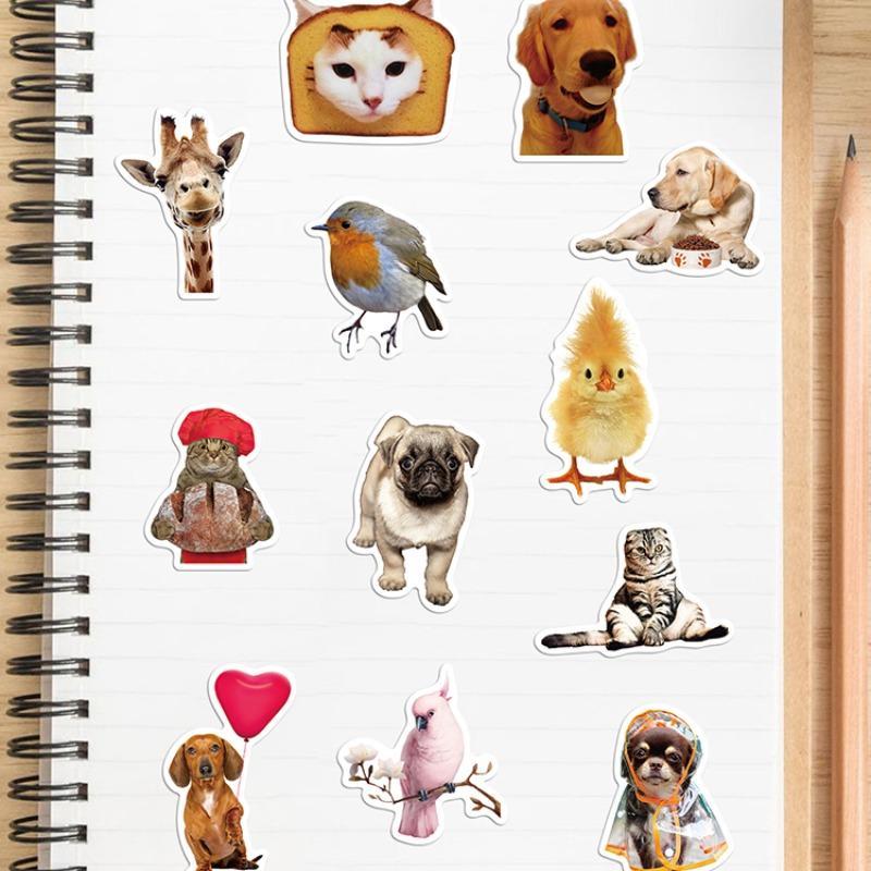 Cute Animal Pattern Sticker, 52pcs set Self Adhesive Decorative Stickers, DIY Scrapbooking Decals for Water Bottle, Laptop, Phone Case, Journal Making