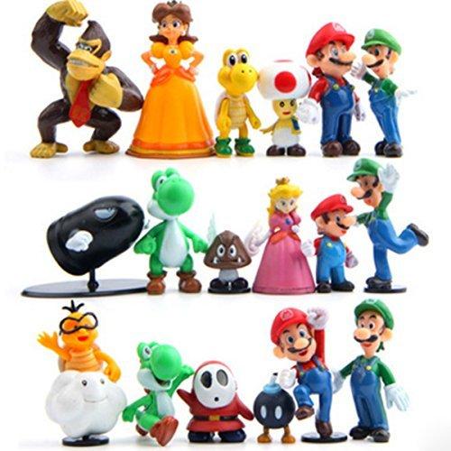 18 Packs Mario Toys Bros Figures Toy Set Super Mary Princess, Turtle, Mushroom, Orangutan,Birthday Cake Decorations Party Supplies（ 2 Inch ）