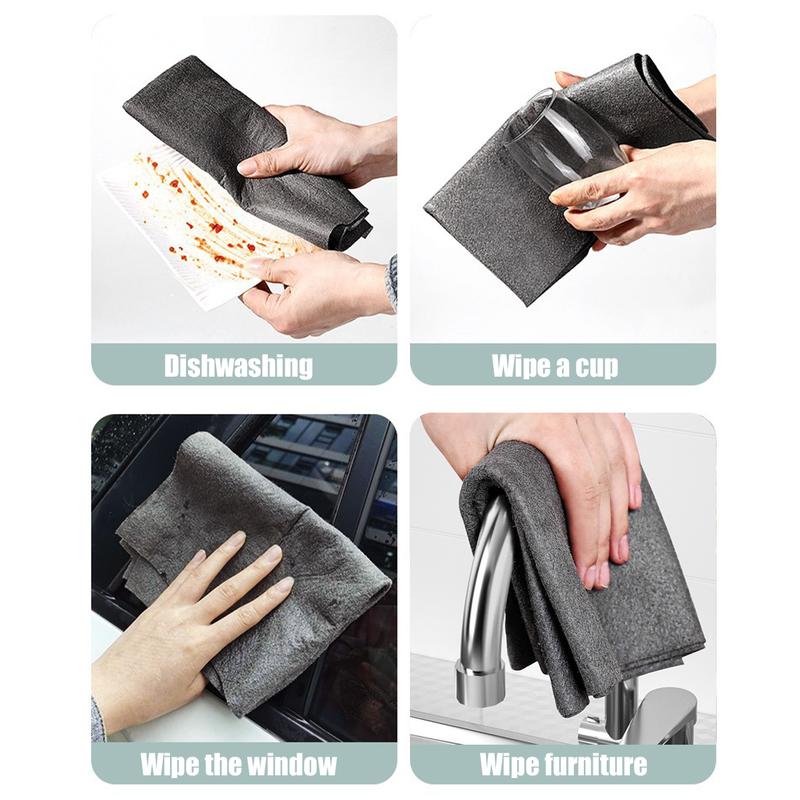 NEW 10 Counts Cleaning Cloth Reusable Microfiber Cleaning Pad High Water Absorption Stripe Free Cleaning Towel Rag Multipurpose Polishing Cloth Glass Window