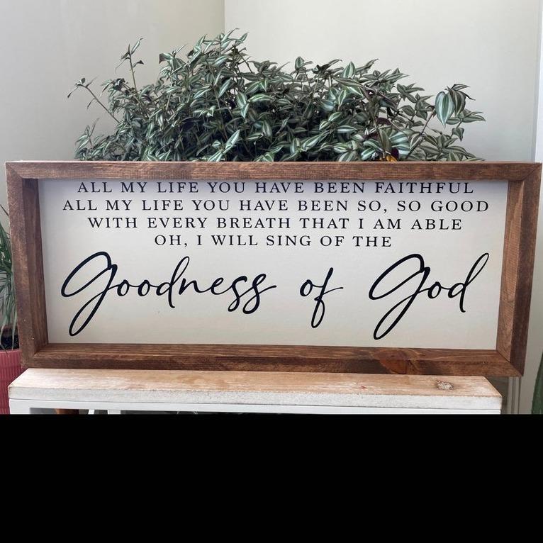 Christian Wall Decor - Goodness of God Song Sign - Song Lyrics Wall Art - Music Lyrics - Faith Wall Art - Christian Wall Art Unframe