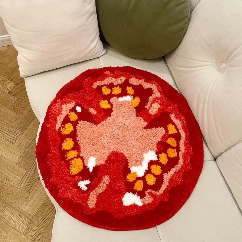 Tomato Shaped Bath Mat, 1 Count Non-slip Soft Floor Mat, Decorative Carpet for Home Living Room Bedroom Kitchen Bathroom