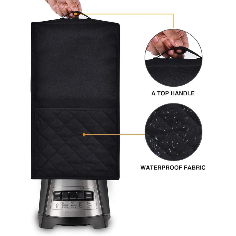 Kitchen Blender Dust Cover,Blender Covers Compatible with Ninja Foodi Blender,Juicer Cover with Accessory Pocket.  Fabric, Easy to clean (Black)