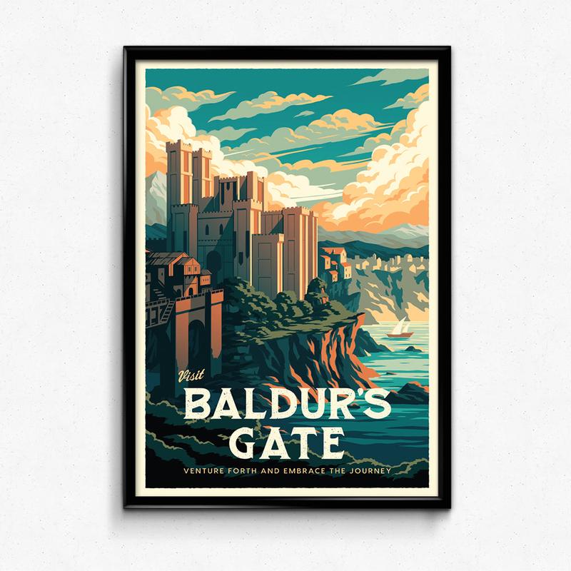 Baldur's Gate Travel Poster - Wall Decor Artwork BG3 Gaming Gift