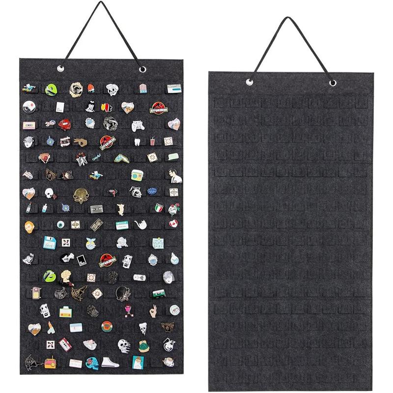 Hanging Brooch Pin Organizer, Display Pins Storage Case, Brooch Collection Storage Holder, Holds Up to 170 Pins.(Not Include Any Accessories) (M-170 Slots, Black)