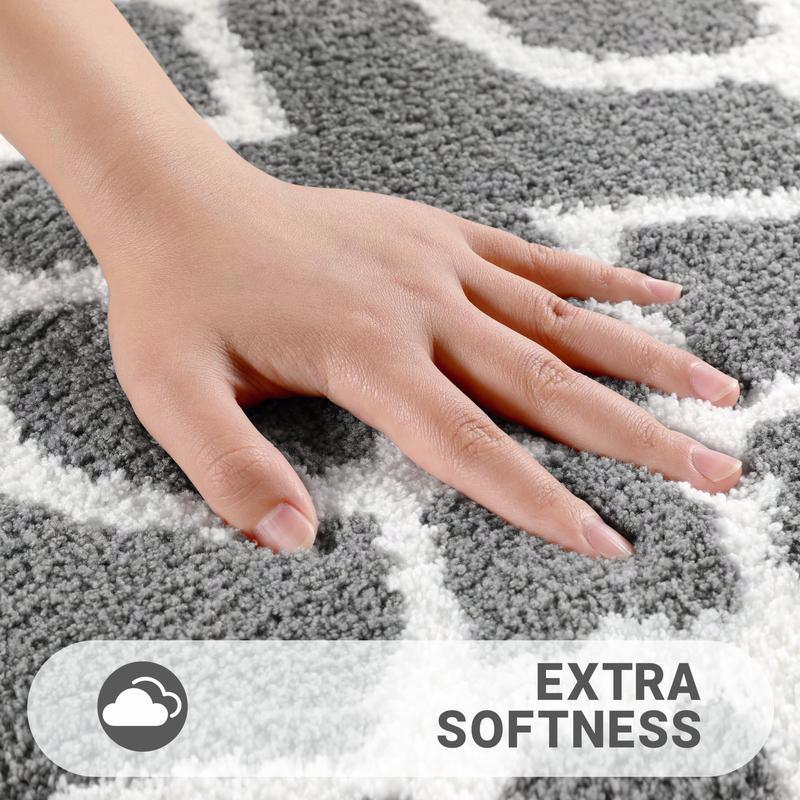 Grey super soft bathroom rugs (24x17 inch), thick plush, non-slip, water absorbent & Machine-washab