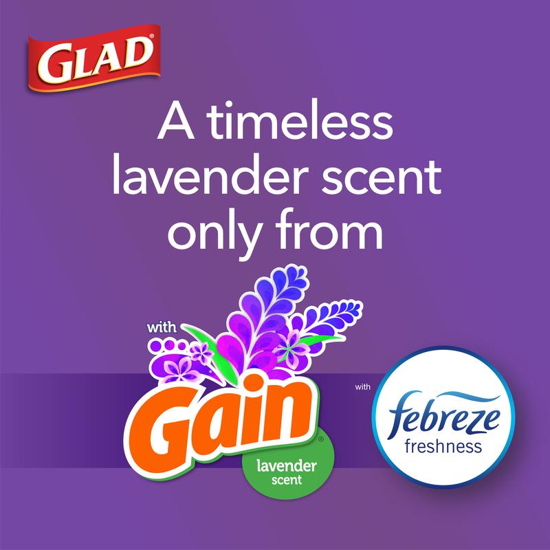 Glad ForceFlex Tall Kitchen Drawstring Trash Bags, 13 Gallon, Gain Lavender with Febreze Freshness, 120 Count