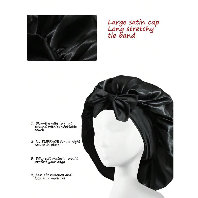 1PC Silk Bonnet For Sleeping Women Satin Bonnet Hair Bonnet Night Sleep Cap Scarf Wrap For Curly Hair With Tie Band Bow