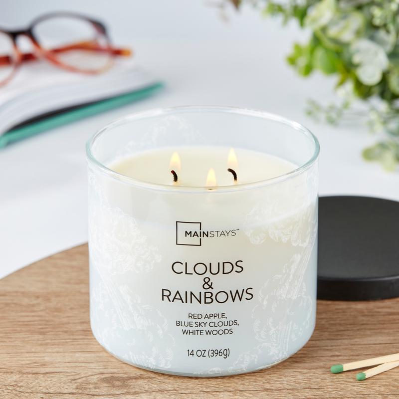 Mainstays 3-Wick Wrapped Clouds & Rainbows Scented Candle, 14 oz