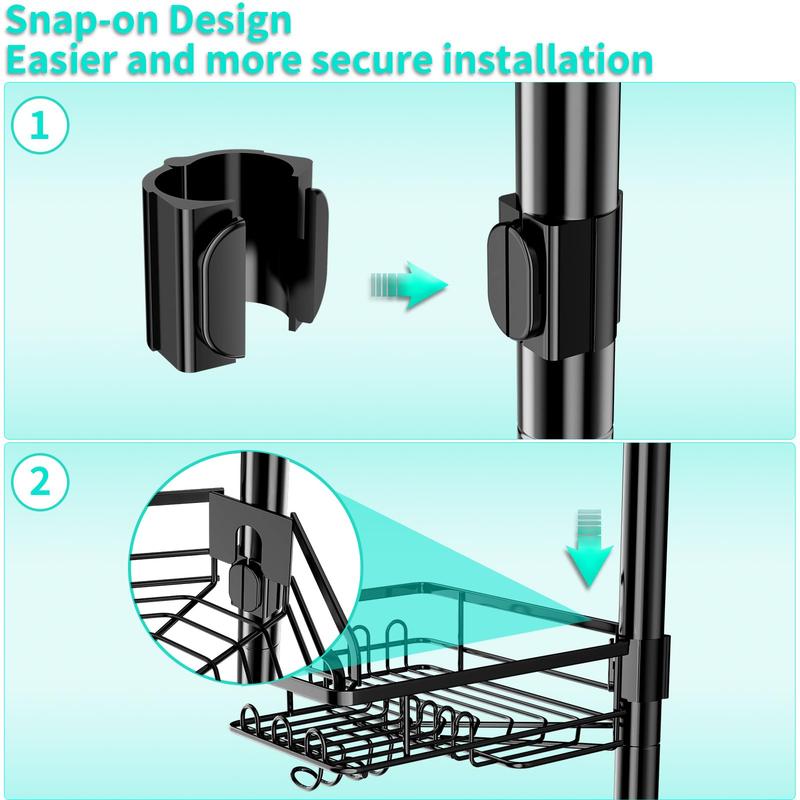 HapiRm Corner Shower Caddy Organizer: Rustproof, Waterproof with Soap Holder, Extendable Shower Shelf Tension Pole (104.3 to 113.8 Inch) Racks