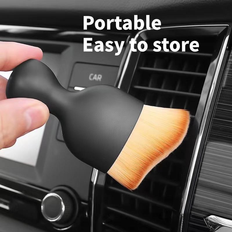 Car Interior Cleaning Brush, Multifunctional Car Interior Soft Bristle Detail Brush with Shell, Handheld Cleaning Tools for Car Interior