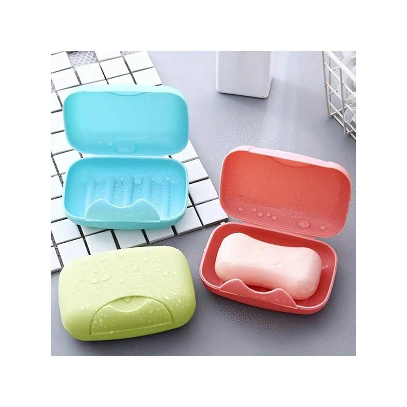 1pc Waterproof Travel Soap Box With Cover And Lock - Portable Bathroom Supplies Storage Tray Rack , Teenager Gift Camping