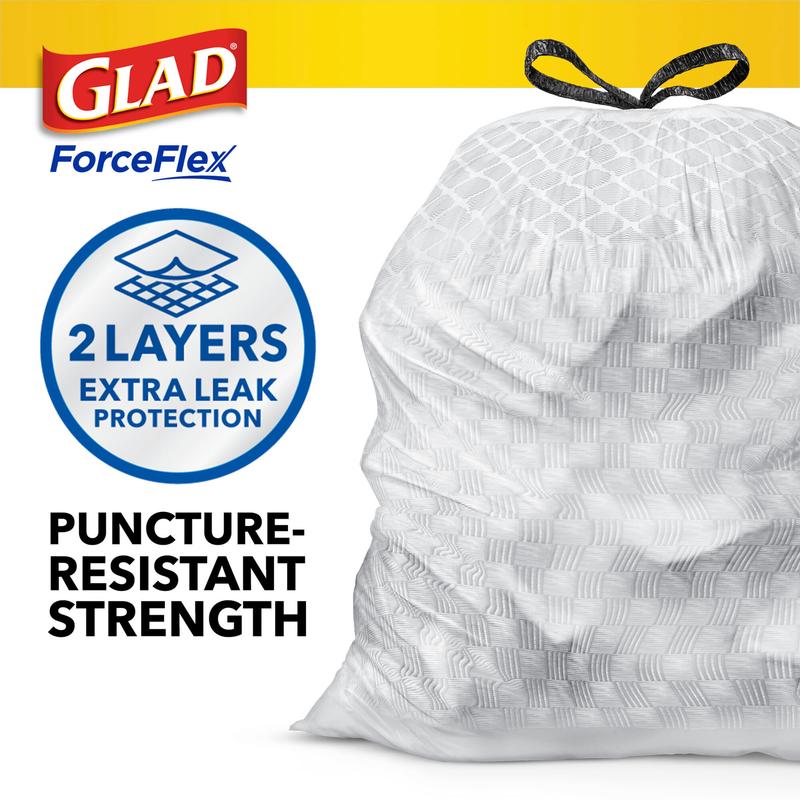 Glad ForceFlex Tall Kitchen Drawstring Trash Bags, 13 Gallon, Gain Lavender with Febreze Freshness, 120 Count