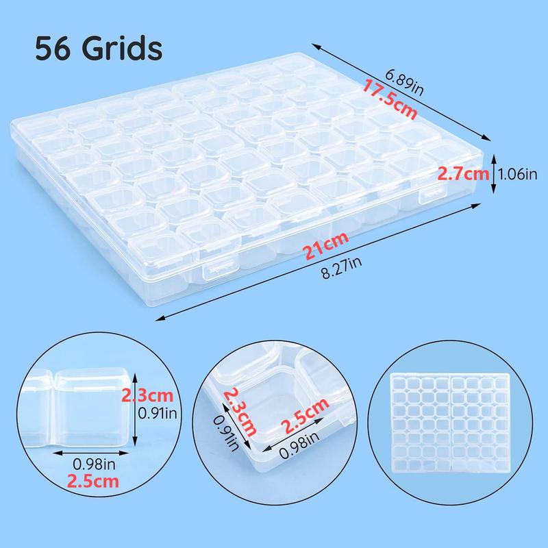 56 Grids Storage Box, 1 count Clear Plastic Jewelry Storage Box, Jewelry Case for Beads, Jewelry, Tools, Pill and DIY Crafts