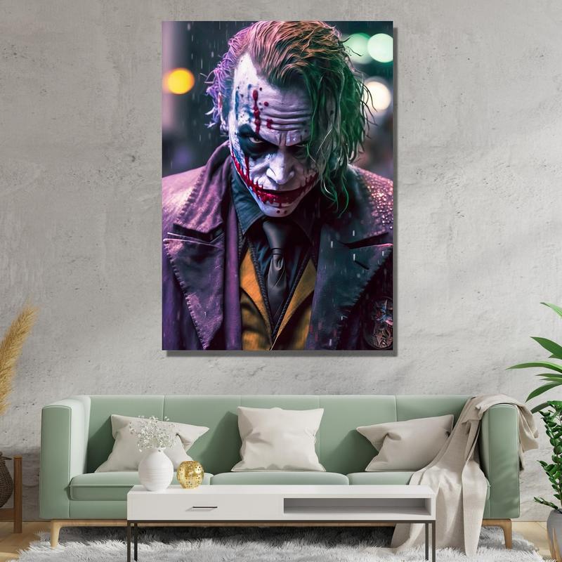 Joker Heath Ledger Ready To Han Poster, Joker Canvas Wall Art, Joker Painting Extra Large Wall Art Print Ornaments