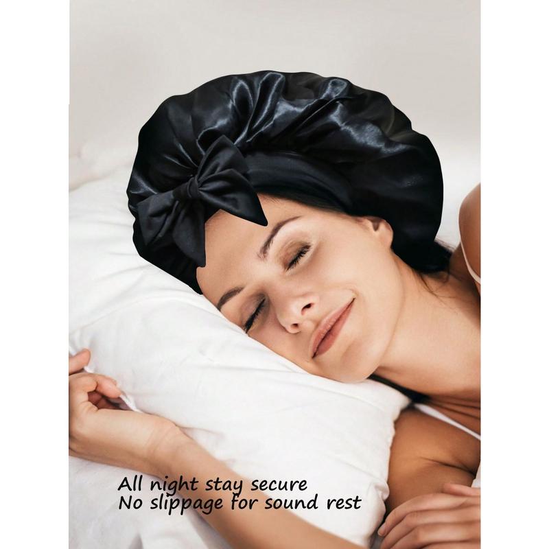 1PC Silk Bonnet For Sleeping Women Satin Bonnet Hair Bonnet Night Sleep Cap Scarf Wrap For Curly Hair With Tie Band Bow