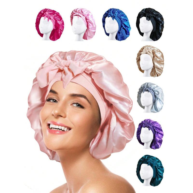 1PC Silk Bonnet For Sleeping Women Satin Bonnet Hair Bonnet Night Sleep Cap Scarf Wrap For Curly Hair With Tie Band Bow