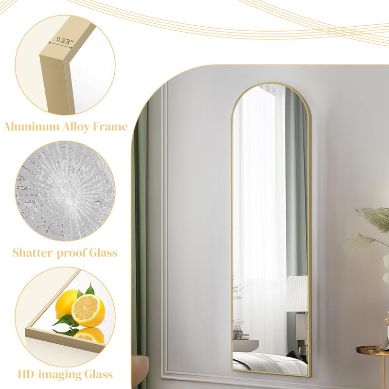 Gold Modern Arched Full-Length Wall Mirror, Stylish Decorative Floor Mirror 21