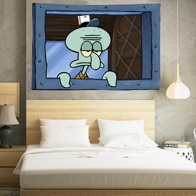 Squid Ward 3x5Ft Flag Cartoon Funny Tapestries for Wall Hanging College Dorm Room Man Cave for Decor Outdoor Banner with 4 Brass Grommets