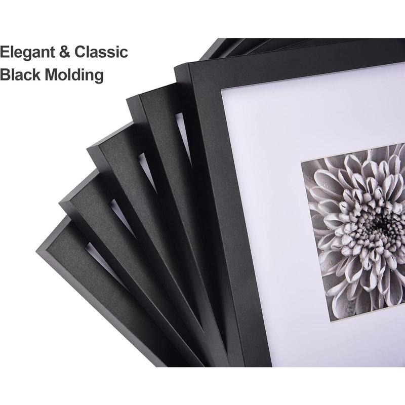 12x12 Picture Frames Black Set of 9, Square Photo Frame Displays 8x8 with Mat or 12x12 without Mat, Gallery Wall Frame Set for Wall Hanging