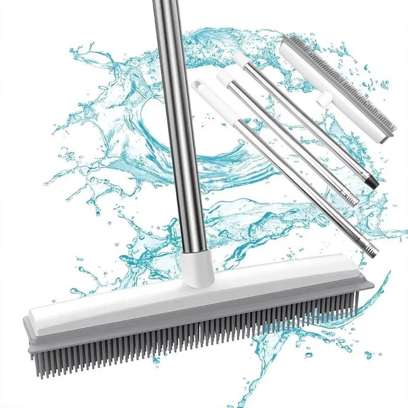 Pet Hair Removal Broom, 2-in-1 Floor Brush for Carpet, Rubber Broom with Squeegee for Carpet for Hardwood Floor, Tile, Cleaning Supplies 2024, Home Care Supplies, Boyfriend Gifts, Household Cleaning Product