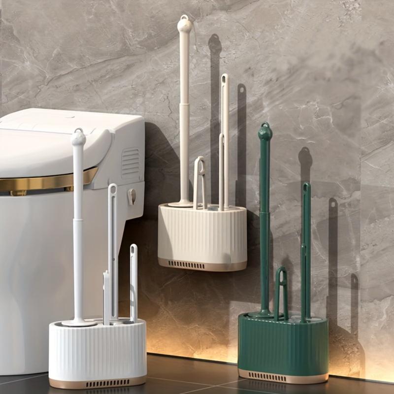 Luxe Toilet Brush Set - Wall-Mounted, Efficient Corner Cleaning Design, with  Rack - Ideal for Bathroom Maintenance Toilet brush Accessory Tool