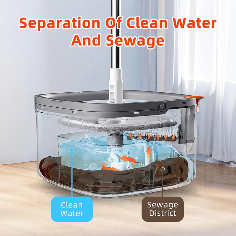 Spin Mop & Bucket Set 2Pcs with Self-Separating Dirty Water & Clean Water System, Self-Drying 360° Spin Square Mop Head for Hardwood Tile Marble Floors,Cleaning Mop after the party,adjustable hand tool,Mother's Day Gift,Free shipping!!