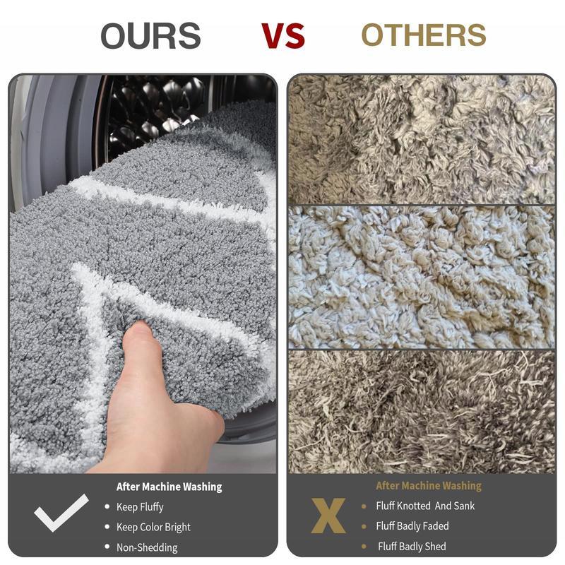 Grey super soft bathroom rugs (24x17 inch), thick plush, non-slip, water absorbent & Machine-washab