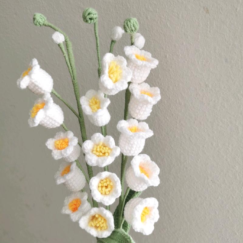 Dq&Dq single crochet flower+lily of valley+handmade flower+forever flower+birthday gift+creative gift+ Housewarming Present+graduation gift+beautiful flower+Bridal Shower Gesture + Marriage Proposal Gift+ Gift for Friends and Family Bouquet Decor