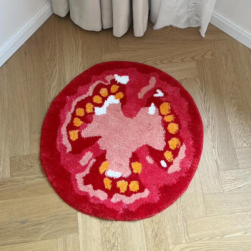 Tomato Shaped Bath Mat, 1 Count Non-slip Soft Floor Mat, Decorative Carpet for Home Living Room Bedroom Kitchen Bathroom