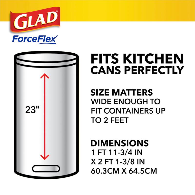 Glad ForceFlex Tall Kitchen Drawstring Trash Bags, 13 Gallon, Gain Lavender with Febreze Freshness, 120 Count