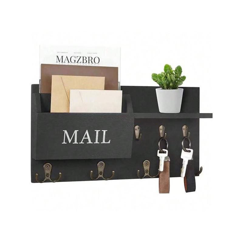 Key Holder For Wall, Mail And Key Hanger Wall Mount With Double Key Hook And Hat Coat Rack Shelf Decor,Key Organizer Suitable For Entryway, Hallway, Dog Leashes,House And Living Room