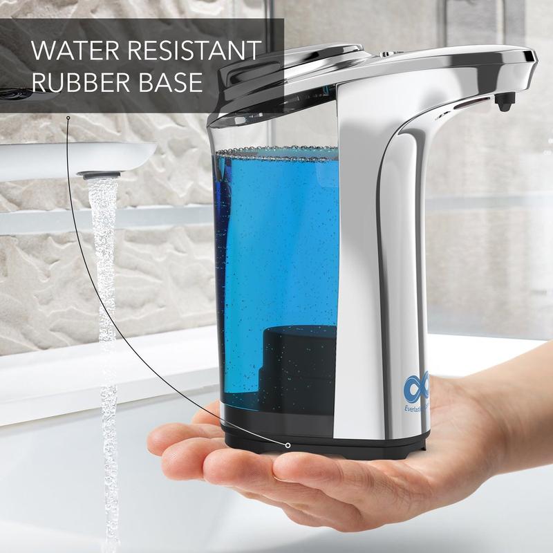 Touchless Automatic Soap Dispenser, Large Capacity 500ml Tank, Adjustable Soap Output Levels, LED Indicator Light, Rubber Base for Stability. Everlasting Comfort Hand Bottles  Pump