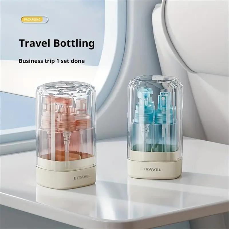 Travel Bottle Set, 4 Counts Portable Refillable Bottle with Holder Case, Multifunctional Cosmetic Container for Liquid, Cream, Spray