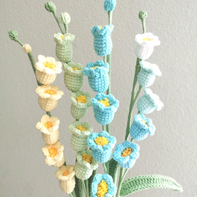 Dq&Dq single crochet flower+lily of valley+handmade flower+forever flower+birthday gift+creative gift+ Housewarming Present+graduation gift+beautiful flower+Bridal Shower Gesture + Marriage Proposal Gift+ Gift for Friends and Family Bouquet Decor