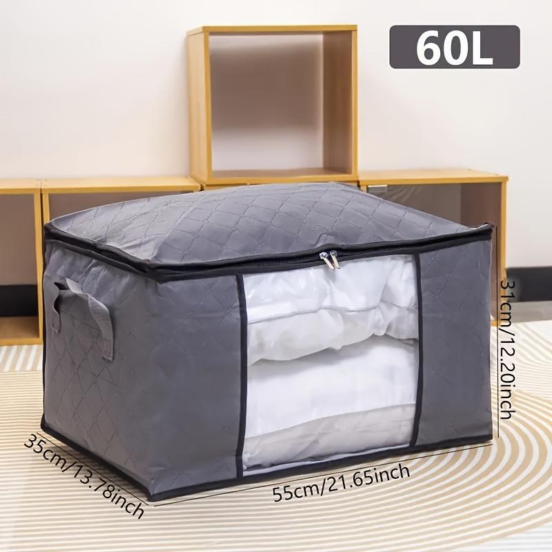 Clothes Storage Bag, Foldable Fabric Storage Box with Handle, Portable Breathable Non-woven Container for Closet Bedroom Dormitory Office