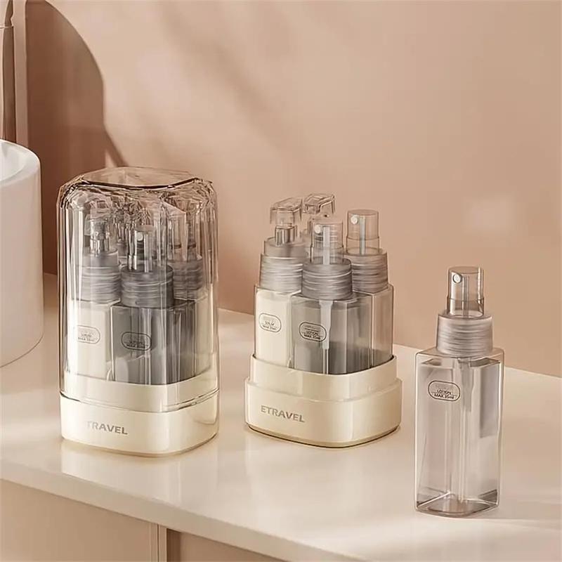 Travel Bottle Set, 4 Counts Portable Refillable Bottle with Holder Case, Multifunctional Cosmetic Container for Liquid, Cream, Spray