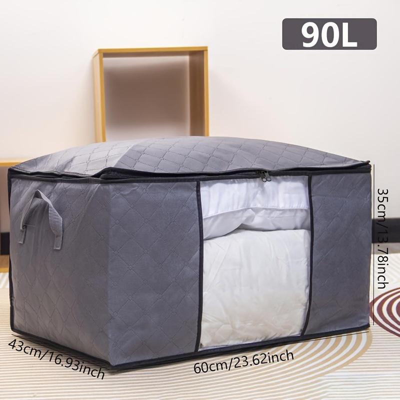 Clothes Storage Bag, Foldable Fabric Storage Box with Handle, Portable Breathable Non-woven Container for Closet Bedroom Dormitory Office