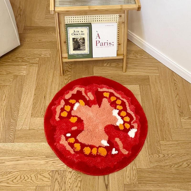 Tomato Shaped Bath Mat, 1 Count Non-slip Soft Floor Mat, Decorative Carpet for Home Living Room Bedroom Kitchen Bathroom