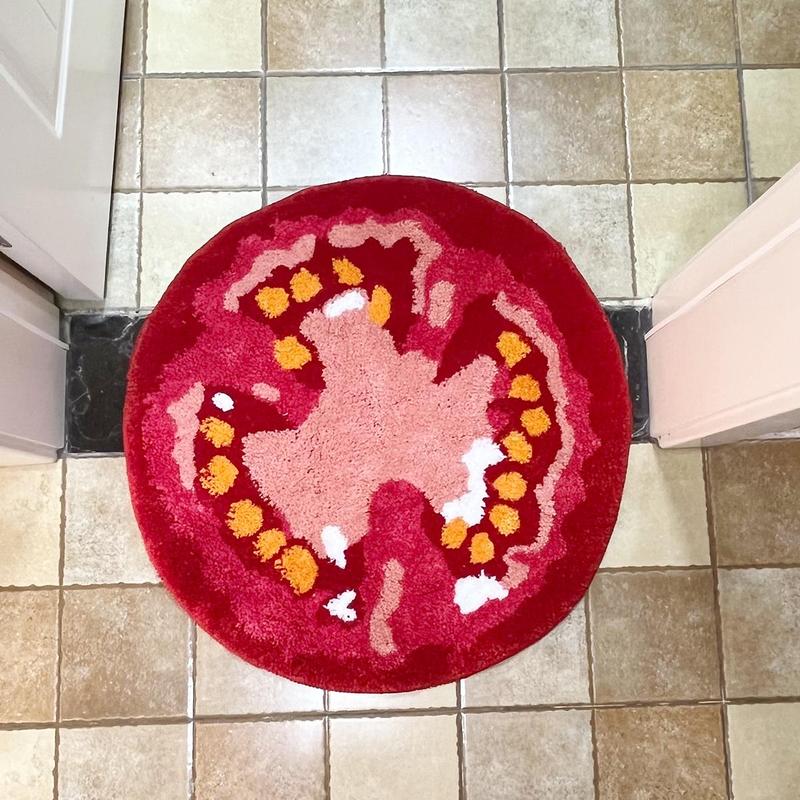 Tomato Shaped Bath Mat, 1 Count Non-slip Soft Floor Mat, Decorative Carpet for Home Living Room Bedroom Kitchen Bathroom