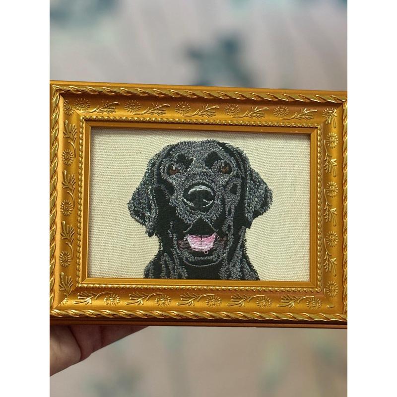 Black Labrador Retreiver Machine Embroidered and Framed!  Other Breeds and Designs Available!