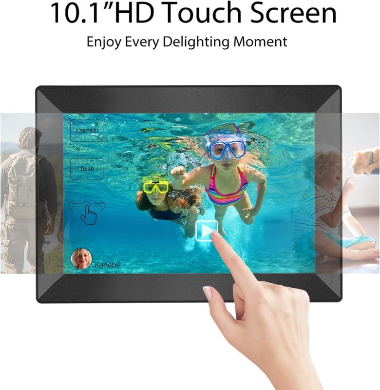 Uhale Digital Picture Frame WiFi 10.1 Inch HD Digital Photo Frame 1280x800 IPS Touch Screen with 16GB Storage,Digital Frame Send Photos and Videos via Free apps-Women Men Anniversary Birthday Gifts