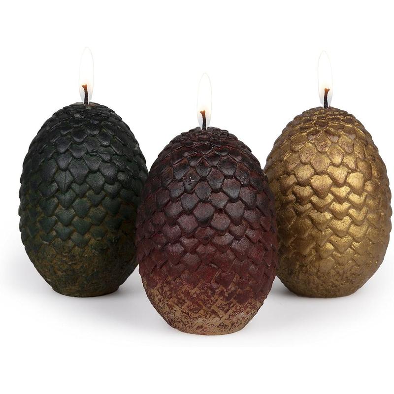 Game of Thrones Dragon Egg Replica Candles, Set of 3 - Great Gift for GoT & House of The Dragon Fans, Men, Women, Father's Day - Officially Licensed - Unscented, 2 1 2