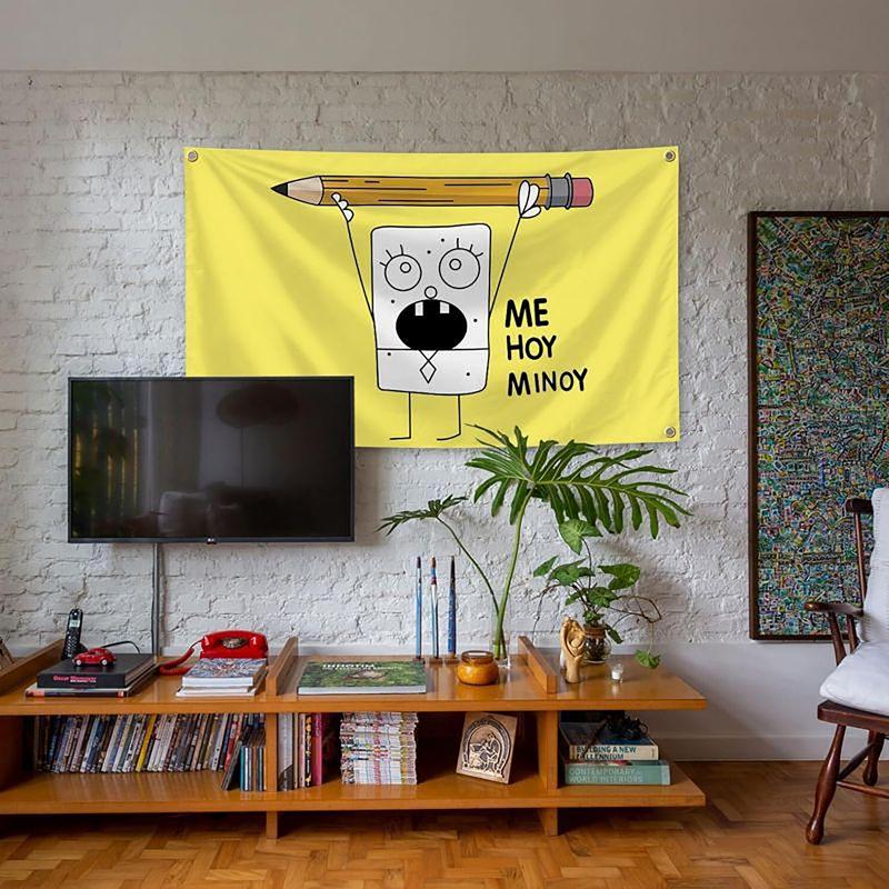 DoodleBob Me Hoy Minoy 3x5Ft Flag Tapestry for Wall Hanging Bedroom Living Room College Dorm Decor Banner With 4 Brass Grommets