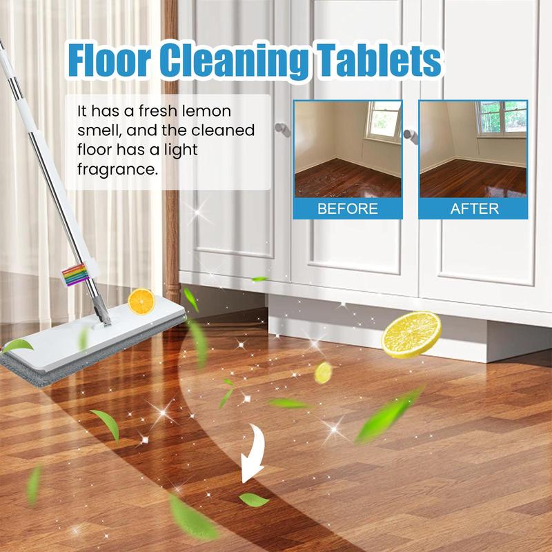 Floor Cleaning Tablets, 2 Counts Floor Stain Removal Polishing Cleaning Tablets, Household Floor Cleaning Tablet for Home Kitchen Office Dormitory Dining Room