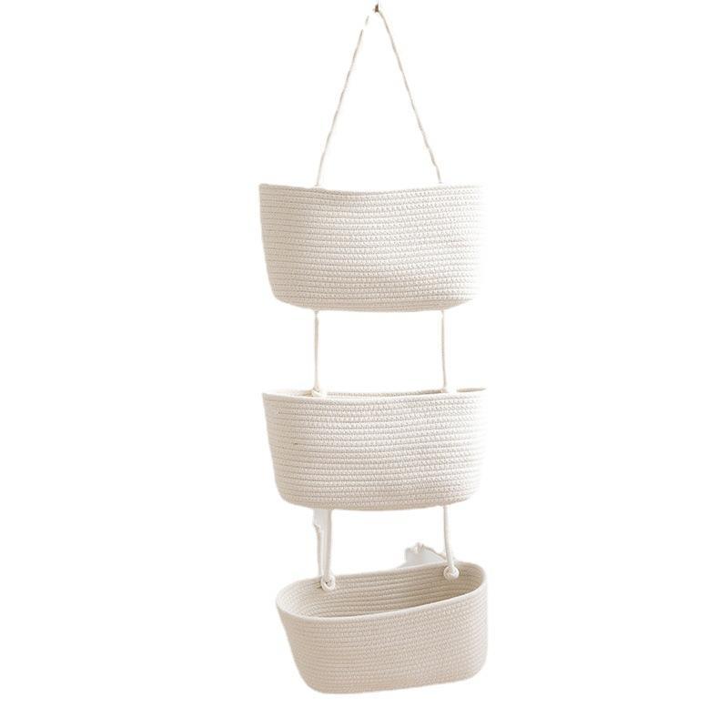 Hanging Basket, 1 Count 3-layer Woven Wall Mounted Storage Rack, Decorative Basket for Home & Children's Room